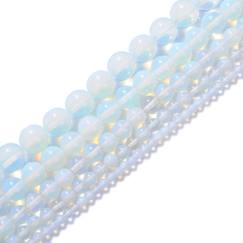 STAR LOONG Natural Stone Beads 4mm Opal Gemstone Round Loose Beads Crystal Energy Stone Healing Power for Jewelry Making DIY,1 Strand 15" - Image 1